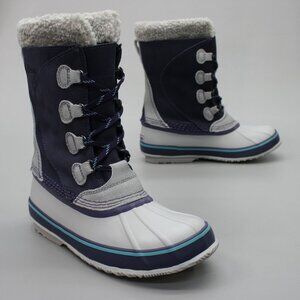 LL Bean Ladies 8 Purple Suede Gray Insulated Snow Winter Lace-up Boots - 284882